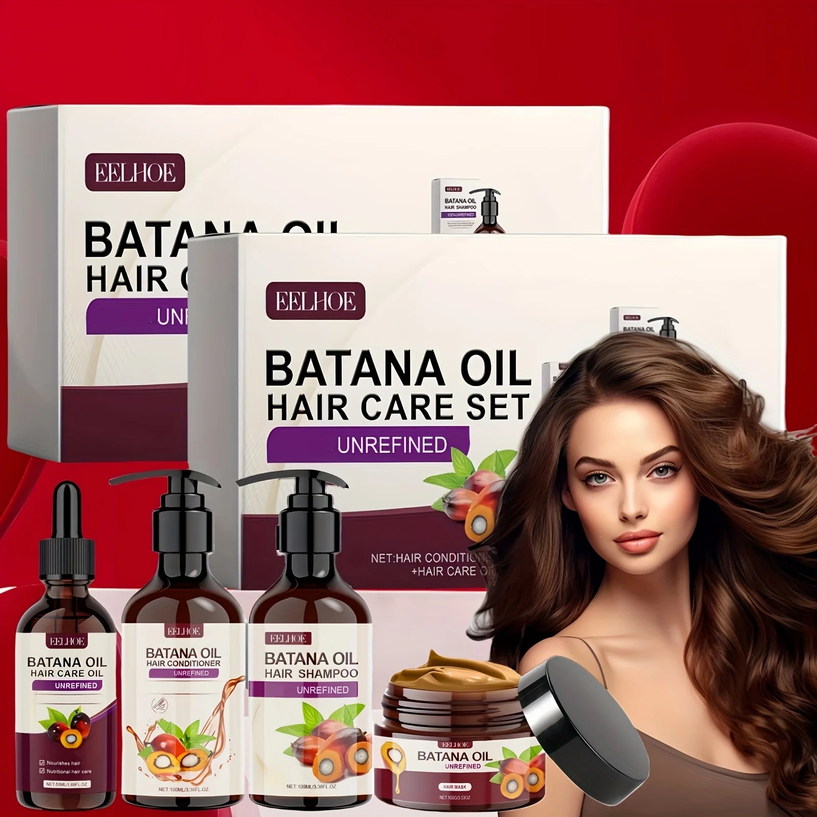 Batana Oil Hair Care Set - Shampoo, Conditioner, Hair Mask and Scalp Oil for All Hair Types
